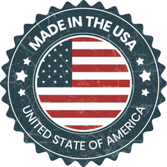 made in usa badge, made in the usa emblem, american flag, made in usa seal, icons, label, stamp, sticker, star vector illustration design for business and sale with grunge texture