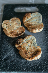 fresh toast from homemade bread for vegans, healthy nutrition