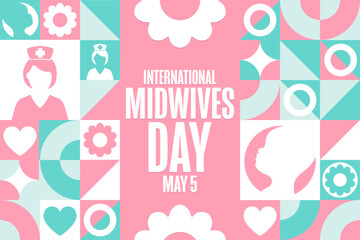 International Midwives Day. May 5. Holiday concept. Template for background, banner, card, poster with text inscription. Vector EPS10 illustration.