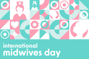 International Midwives Day. May 5. Holiday concept. Template for background, banner, card, poster with text inscription. Vector EPS10 illustration.