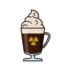 Glass of Irish Coffee isolated vector illustration for Irish Coffee Day on January 25