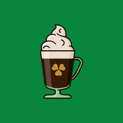 Glass of Irish Coffee vector illustration for Irish Coffee Day on January 25