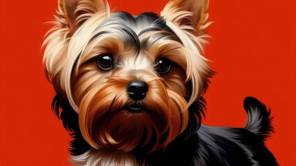 yorkshire terrier puppy - obrazy, fototapety, plakaty