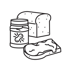 Bread, slice and peanut butter vector line icon