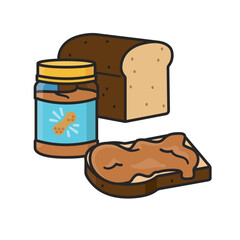 Bread, slice and peanut butter isolated vector illustration for Peanut Butter Day on January 24