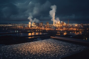Obraz na płótnie Canvas Carbon tax concept with industrial plant. Generative AI