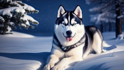 siberian husky dog in snow