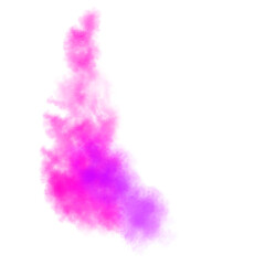 Abstract artistic powder paint. Motion of abstract pink dust. purple smoke. Watercolor spot.