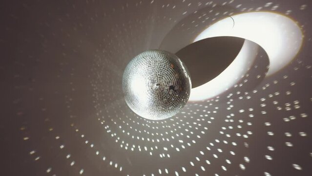 Mirror ball on the ceiling, disco ball, mirror ball in the interior