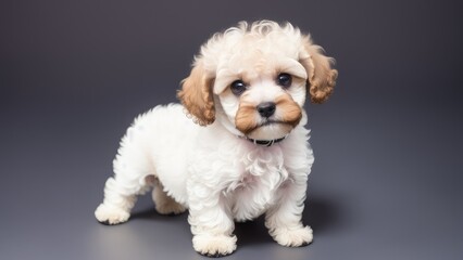 Obraz premium cute poodle puppy on a gray background