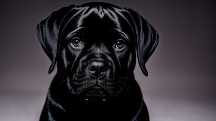 Obraz premium black labrador retriever on a gray background