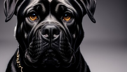 Obraz premium black labrador retriever on a gray background