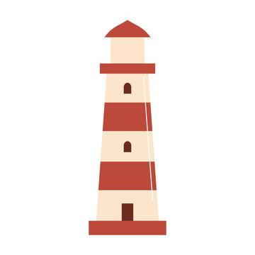 Lighthouse flat vector illustration isolated on white background