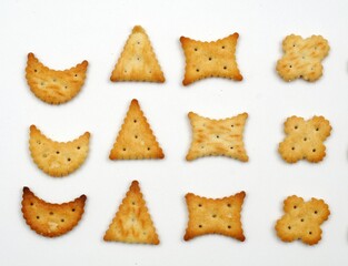 Top view shot of various cookies isolated on a white background