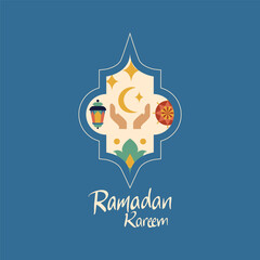 Ramadan Kareem Postcard. Vector Illustration of Religious Islam Arabic Concept.