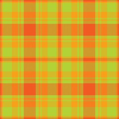 Plaid seamless pattern in orange. Check fabric texture. Vector textile print.