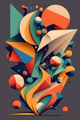 abstract colorful geometric shapes. generative AI illustration.