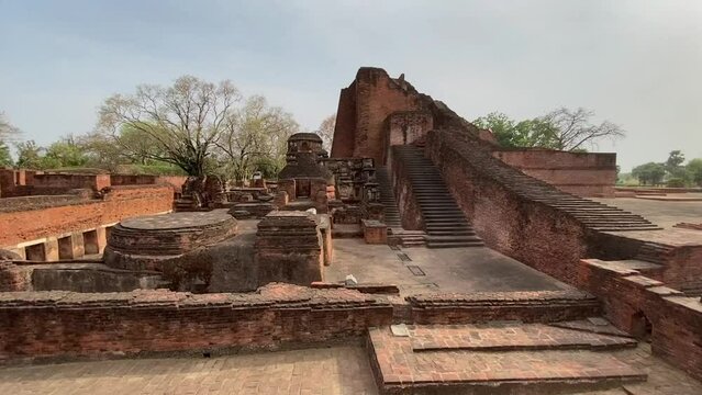 The ruins of Nalanda Maha Vihara, Nalanda University Excavated Site, India