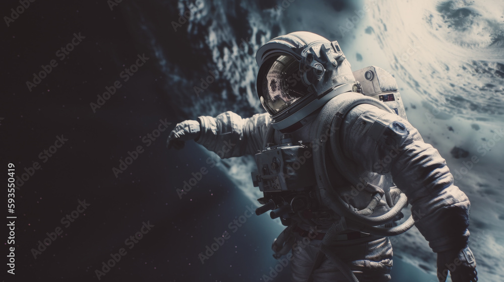 Canvas Prints space suits isolated on space background. ai generated.