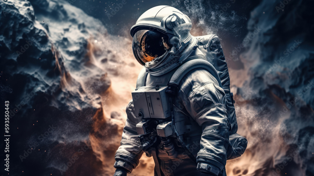 Canvas Prints space suits isolated on space background. ai generated.