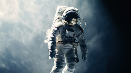 Fototapeta na wymiar Space suits isolated on space background. Ai generated.