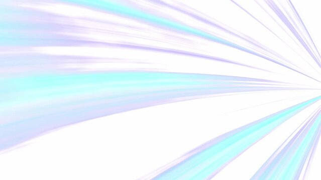 View from car window. Road flashes before eyes. Abstract graphic concept. Driving on the road. White background with moving blurred light blue and purple rays. Pastel template for presentation, cover