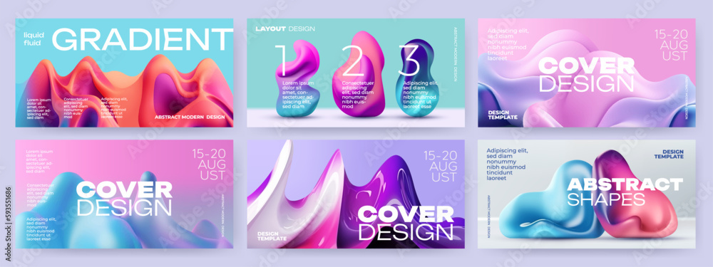 Wall mural abstract covers or horizontal posters in modern minimal style for corporate identity, branding, soci