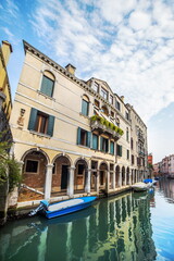 old building and water channel in Venice in Italy