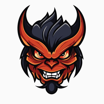 red devil head logo mascot vector