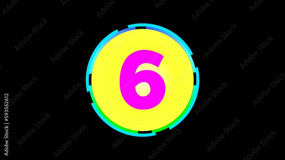 Poster neon light countdown numbers animation from number ten 10 to one 1,glowing and shining on black back