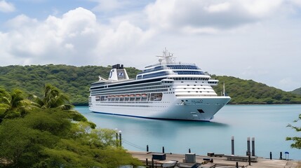 Luxury Cruise Ship in Caribbean Sea - Generative ai