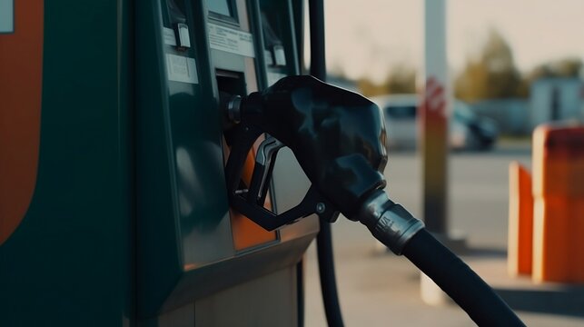 Pump nozzles at gas station - Generative ai