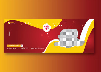 Asian delicious burger and food menu facebook cover and web banner template