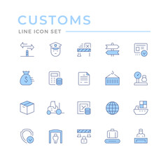 Fototapeta na wymiar Set color line icons of customs