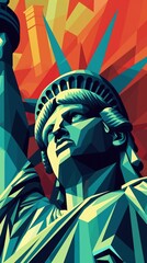 Illustration of Statue of Liberty, New York, Generative AI
