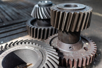 Old equipment, machines, tools in a rustic style in an abandoned mechanical factory