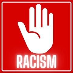 Obraz premium Illustration, Stop Racism sign, Racism Tag Label Design Template