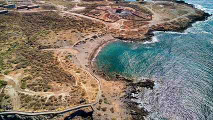 Toma aérea con dron de la playa de Cardones en Abades, Tenerife, Canarias