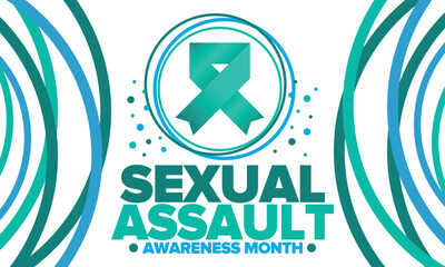 Sexual Assault Awareness Month in April. Annual campaign to promote education and the prevention of sexual violence. Social awareness symbol. Stop violence. Vector illustration