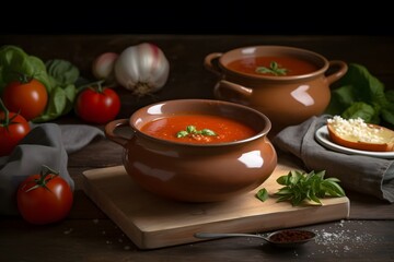 tomato soup in a bowl, generated Ai