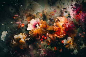 Abstract painted floral background. Generative AI