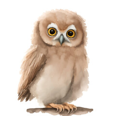 owl with style hand drawn digital painting illustration
