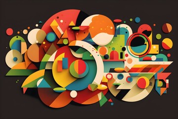  abstract colorful geometric shapes. generative AI illustration.