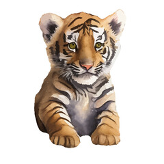 baby tiger with style hand drawn digital painting illustration