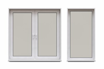 windows in the interior isolated on white background, 3D illustration, cg render