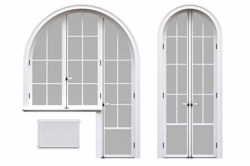 windows in the interior isolated on white background, 3D illustration, cg render