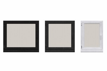 windows in the interior isolated on white background, 3D illustration, cg render