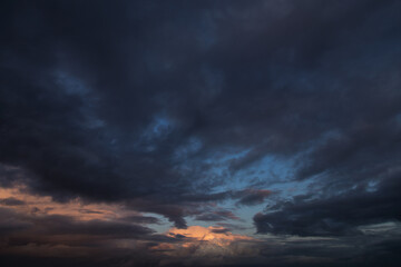 Naklejka na ściany i meble Epic Storm clouds, sky, blue dark clouds background texture, thunderstorm