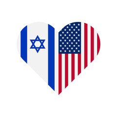 unity concept. heart shape icon with israel and american flags. vector illustration isolated on white background
