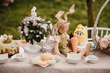 Decoartions on a table - Easter festival concept